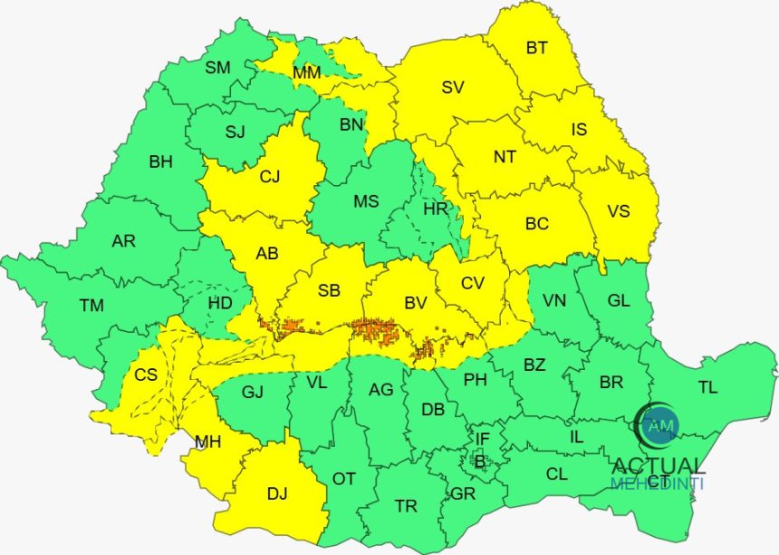 Se extinde alerta de vreme severa Vijelii si ninsori viscolite in zona montana