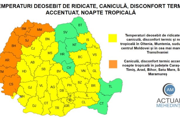 Revin temperaturile caniculare cod galben emis de ANM