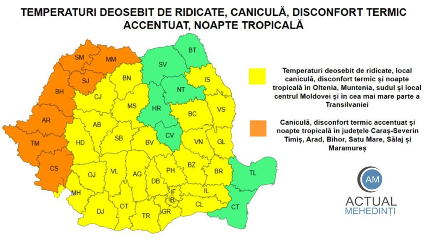 Revin temperaturile caniculare cod galben emis de ANM