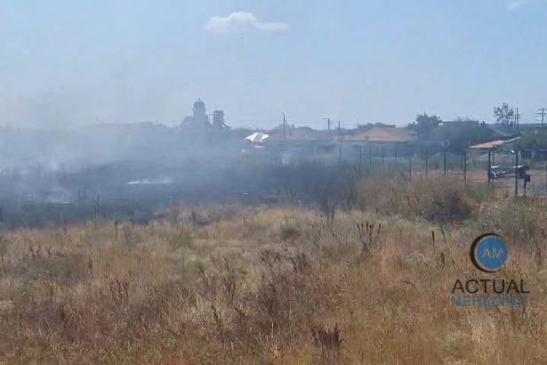 incendiu de vegetatie pe centura severinului flacarele s au apropiat de un parc auto iar pompierii au intervenit rapid