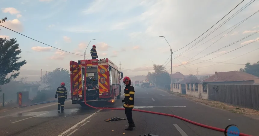 Calea Târgu Jiului blocată în Drobeta-Turnu Severin. Intervin pompierii.