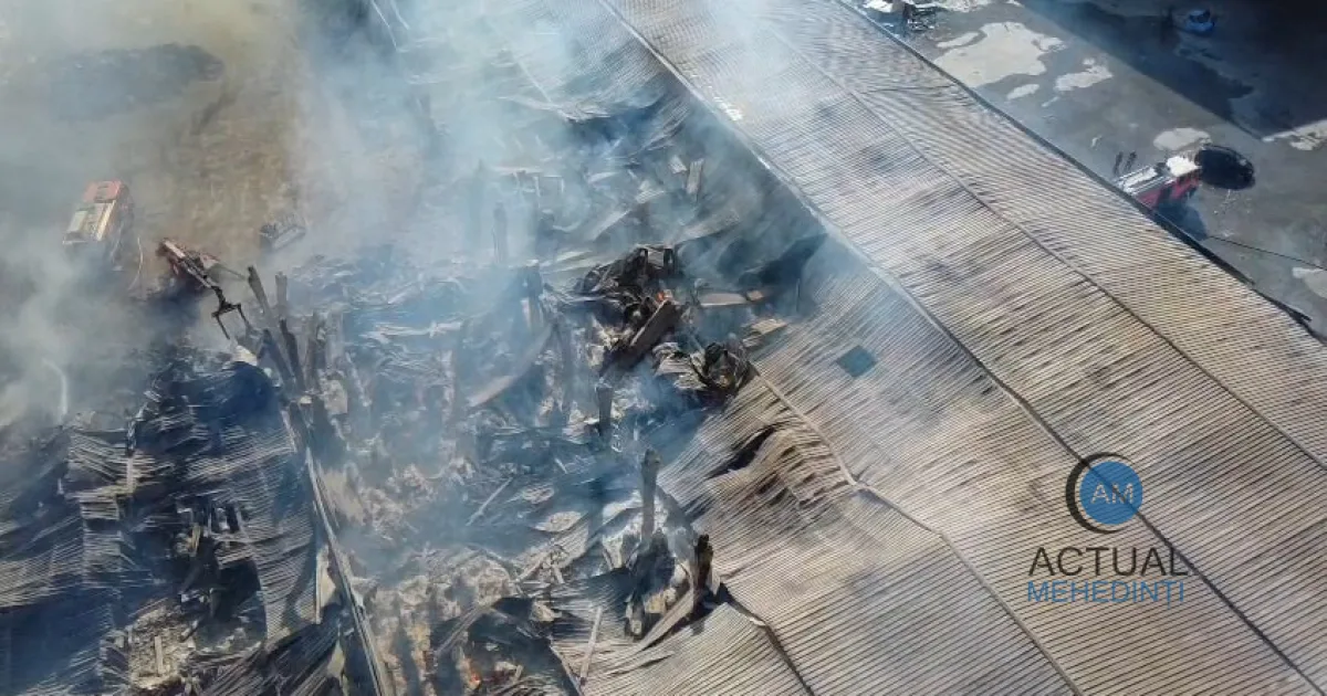 Incendiu la fabrica din Severin: se luptă cu focul de peste 18 ore