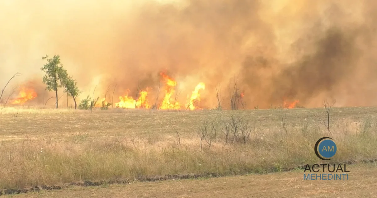 Incendiu puternic la Băile Herculane. DN 67D, închis între Godeanu și Băile Herculane