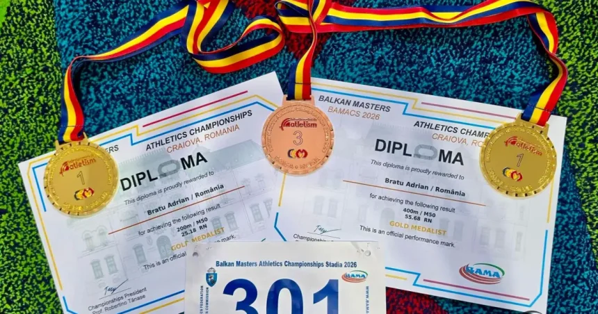 Pompierul Adrian Bratu, dublu campion balcanic și recordman național