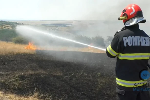 Trei incendii de vegetație în Mehedinți: flăcările amenință o fermă la Vrata