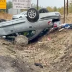 Accident pe DN 6, între Severin și Șimian! Mașină răsturnată.