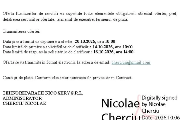 Anunț privind achiziția directă de produse și servicii