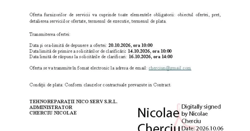 Anunț privind achiziția directă de produse și servicii